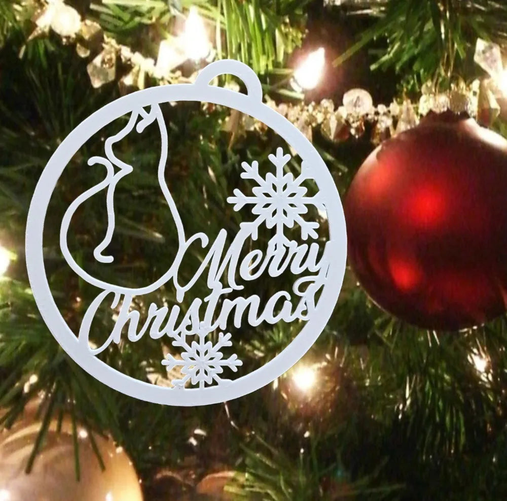 Merry Christmas Ornament Cat - Poetic Vision