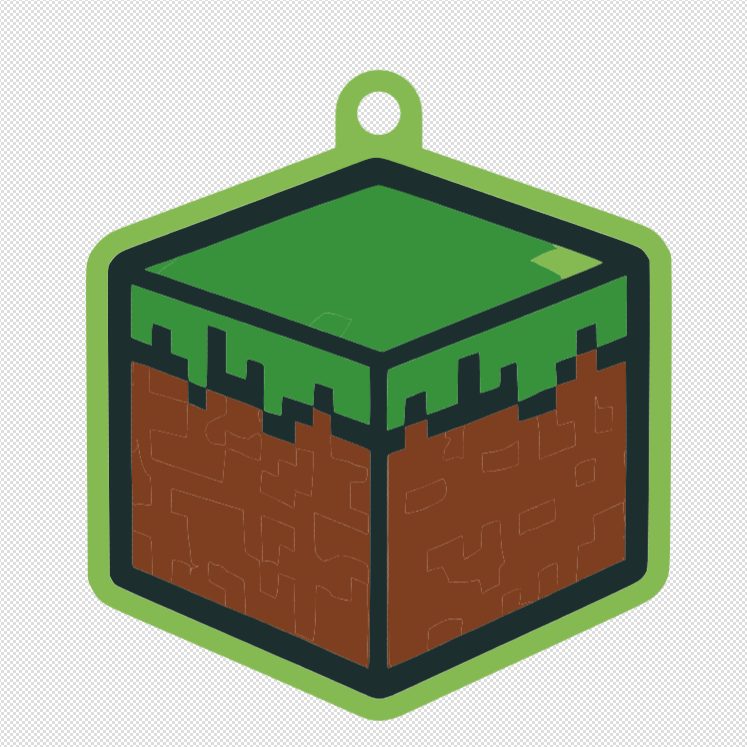 Minecraft Grass Block Keychain