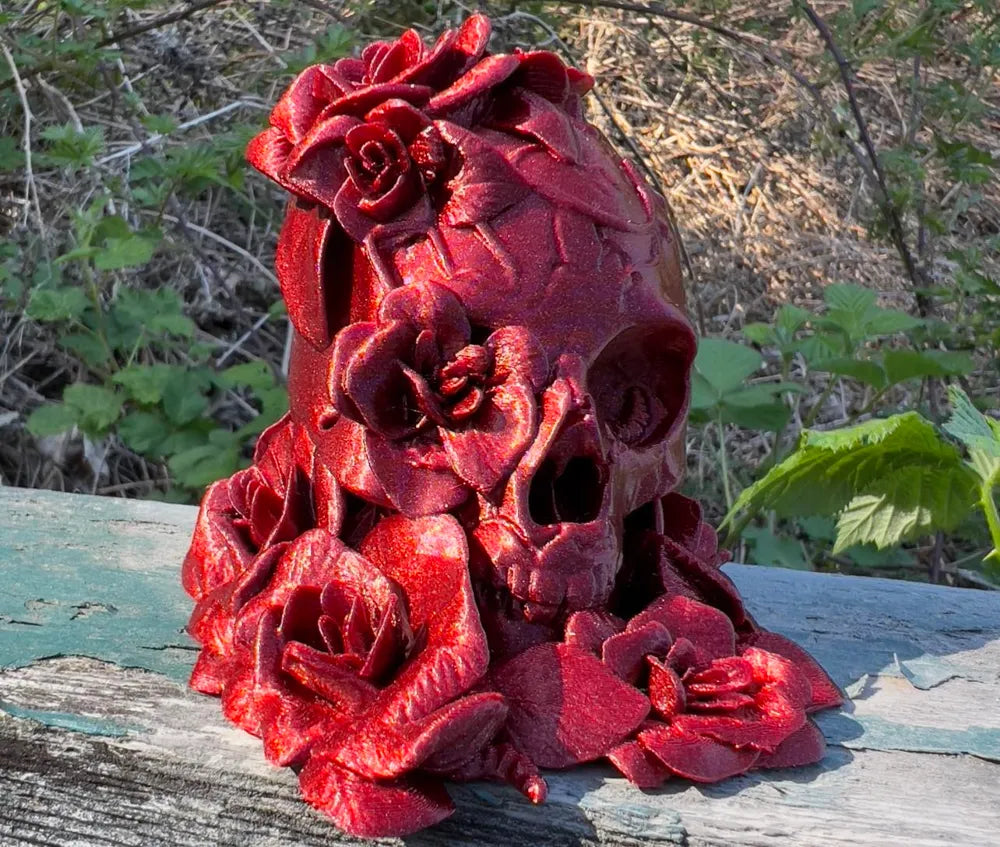 Death and Beauty Roses Skull