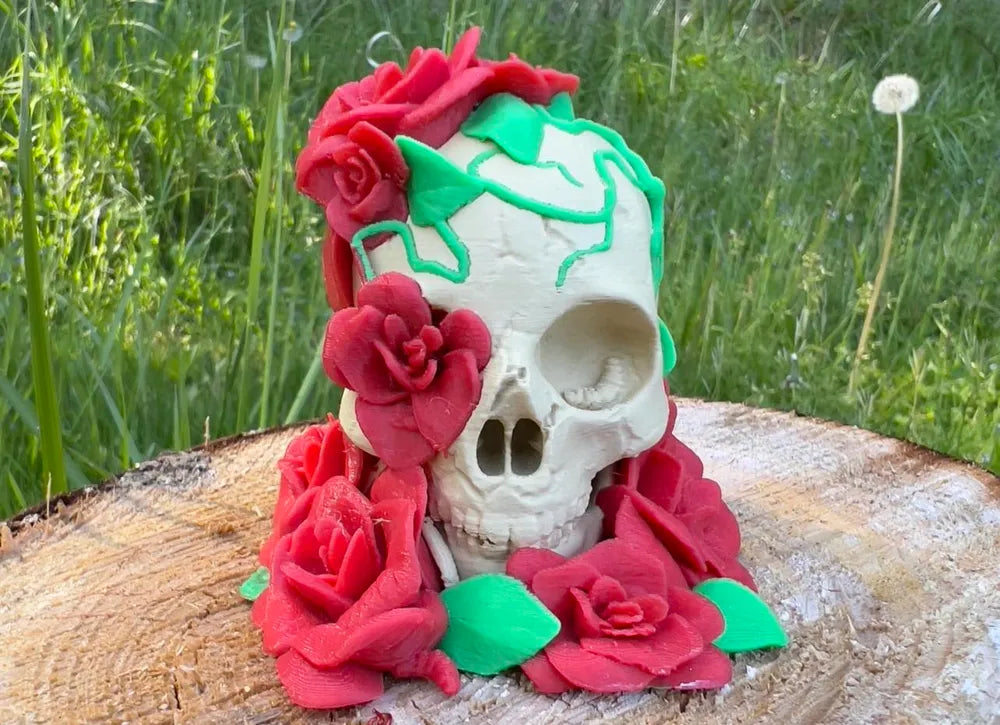 Death and Beauty Roses Skull