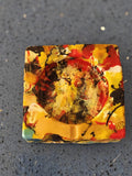 Moulded Square Ashtray – Yellow with Hints of Red, White & Blue - Poetic Vision