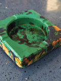 Moulded Square Ashtray – Turquoise, Blue & Gold - Poetic Vision