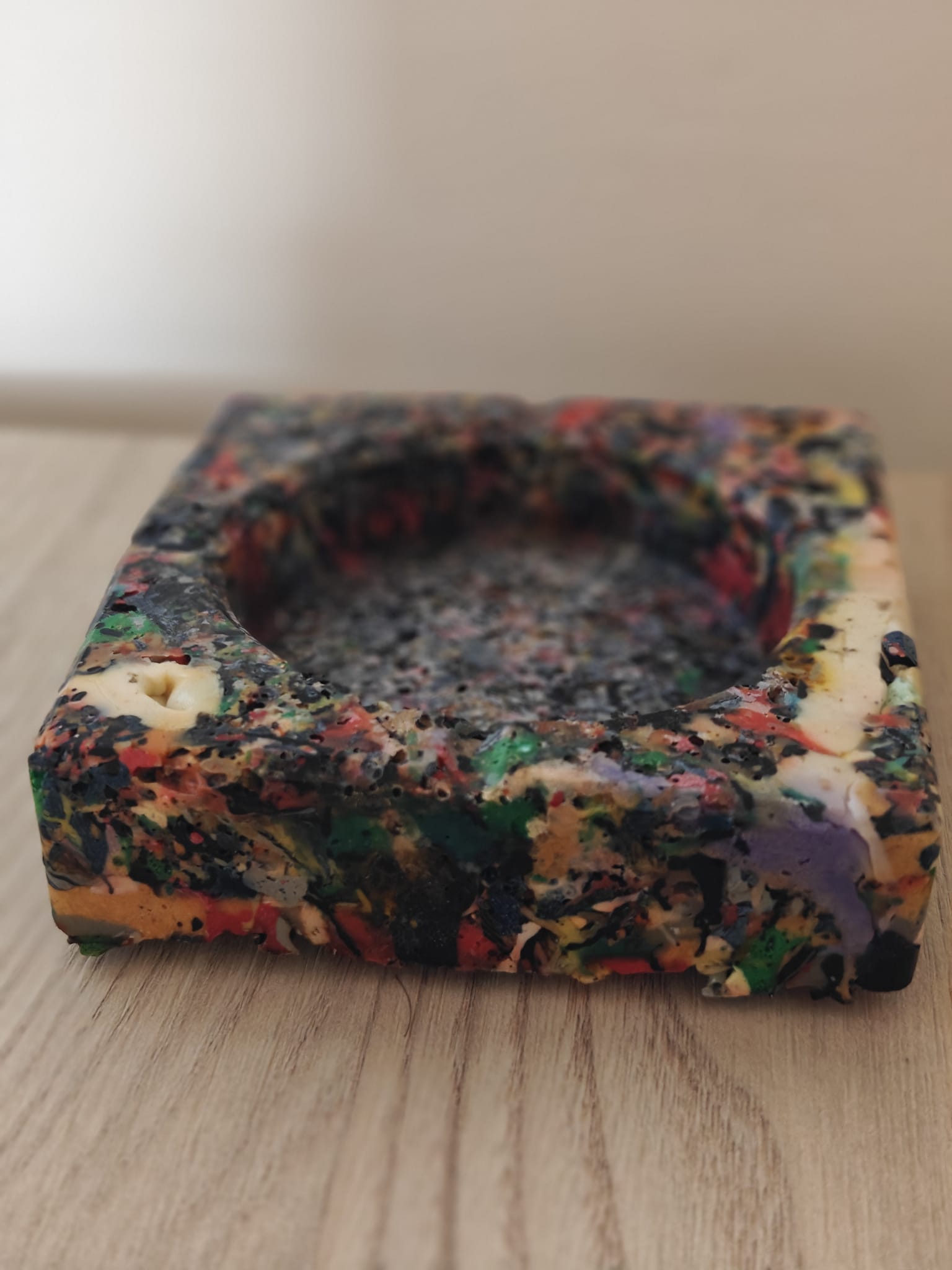 Moulded Square Ashtray with Specks of many colours