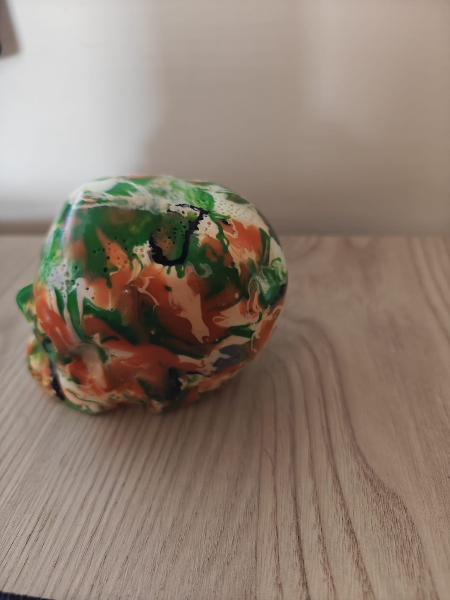 Moulded Skull with Green, White and Orange