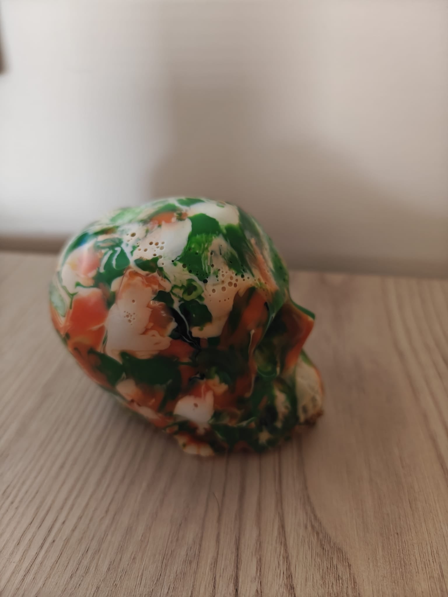 Moulded Skull with Green, White and Orange