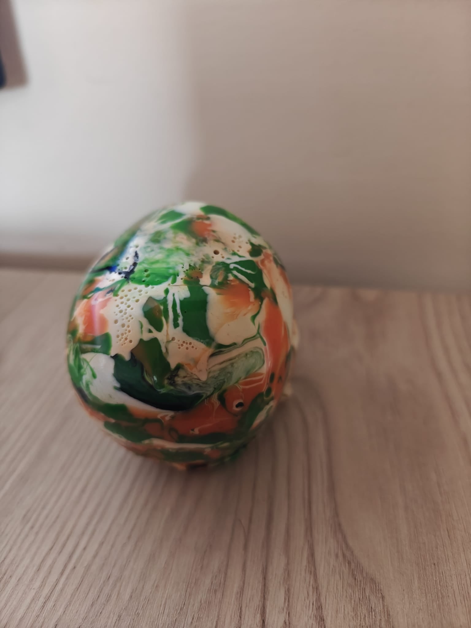 Moulded Skull with Green, White and Orange