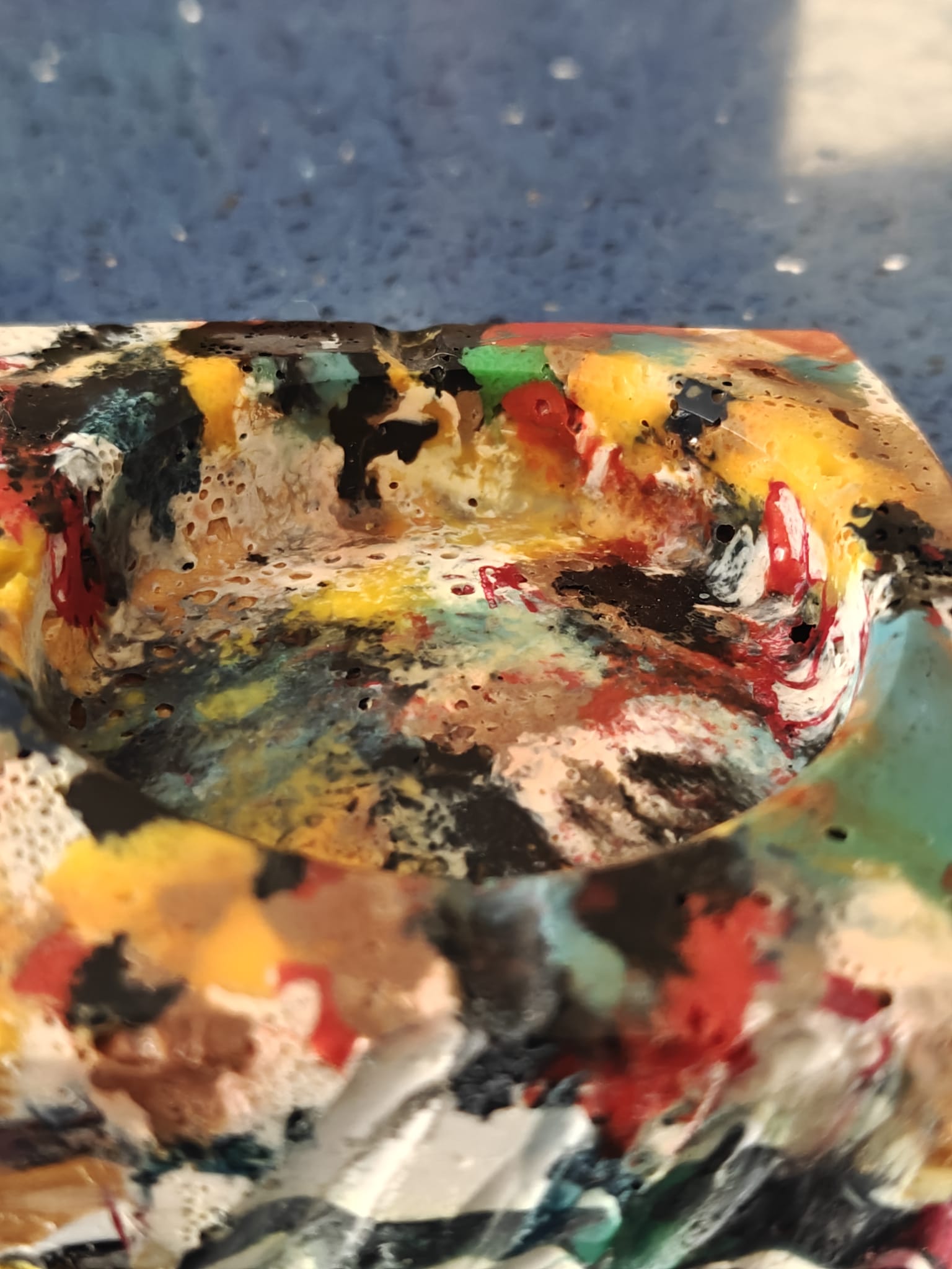 Moulded Square Ashtray – Hints of Black, White, Red, Yellow, Blue & Green